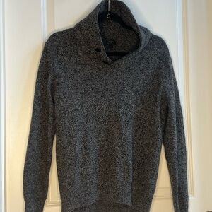 J.CREW Men's Gray Marled Pullover Shawl Collar Sweater 100% lambswool, medium